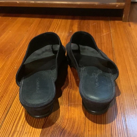 Navy suede Vince sandals with small wedge - Picture 2 of 5